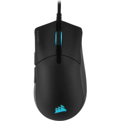 Corsair SABRE RGB PRO CHAMPION SERIES spēļu pele (ergonomiska forma un uz konkurenci orientēta, īpaši viegla 74 g, elastīgs Paracord kabelis, Corsair Quickstrike pogas bez aizkaves) melna