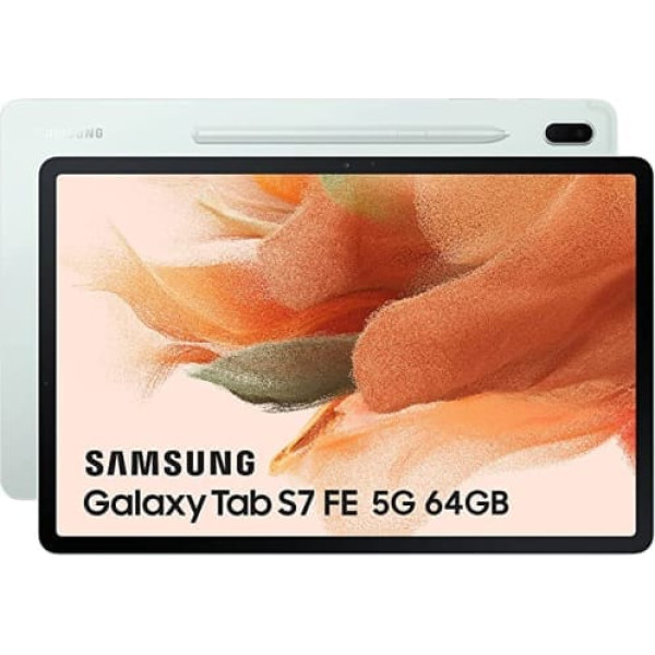 Samsung Galaxy Tab S7 FE, 12,4 collas / 31,5 cm, planšetdators ar 5G un Android operētājsistēmu, 64 GB, zaļš, spāņu versija