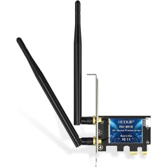 EDUP WiFi 6E Bluetooth 5.2 PCIE WLAN karte Intel AX210 5400Mbit/s WLAN tīkla kartes adapteris, 802.11AX DualBand 2.4Ghz/5Ghz Antenna AX210 mikroshēma personālajam datoram Windows 10 un 1 1 64-. Mazliet