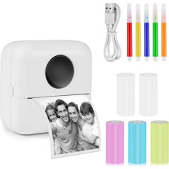 Miniprinteris, mobilais fotoprinteris, pārnēsājamais mini fotoattēlu printeris, GuKKK bezvadu fotoprintera termiskais printeris, viedtālruņa Bluetooth printeris mācību palīglīdzeklim, mācību piezīmes, žurnāls, piezīmes, žurnāls, saraksts