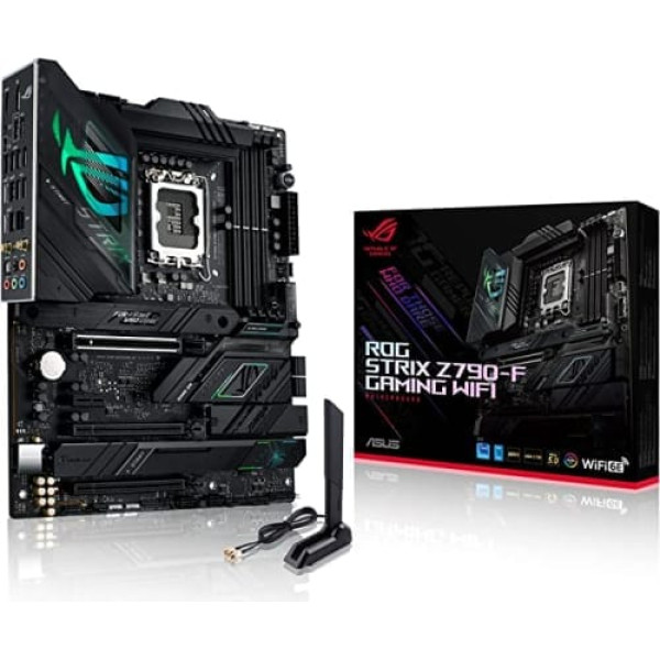 ASUS ROG Strix Z790-F Gaming WiFi mātesplates ligzda Intel LGA1700 (ATX, DDR5 atmiņa, 4x M.2, PCIe 5.0, WiFi 6E, AI virstaktēšana, Aura sinhronizācija)