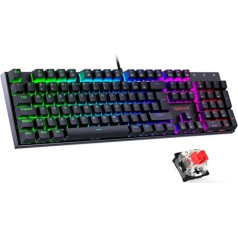 Redragon Mechanical Gaming Keyboard, Gaming Keyboard Mechanical with Red Switch, QWERTZ German Layout, RGB Lighting, Metal Plate, Programmable Mechanical Keyboard for PC Gamer Work