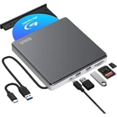 Ārējais Blu Ray CD DVD diskdzinis USB 3.0 Type C Ārējais CD/DVD Blu-ray rakstītājs 3D BD Slimline Bluray diskdzinis klēpjdatoram Windows 11/10 Mac MacBook Air Pro Apple iMac PC