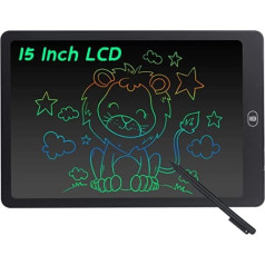 Coolzon LCD rakstāmdēlis, 15 collu krāsains ekrāna rakstīšanas planšetdators bērniem pieaugušajiem, dzēšams LCD rasēšanas tāfele, elektroniskā rakstāmdēlis, pārnēsājams LCD zīmēšanas planšetdators, melns