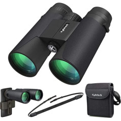 Kylietech Binoculars 12 x 42 HD Compact Binoculars Waterproof for Bird Watching, Hiking, Hunting, Sightseeing, FMC Lens including carry case, carrying strap and smartphone adapter.