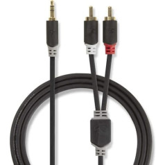 Nedis Aux Audio vads 3.5 mm -> 2x RCA 0.5m Melns