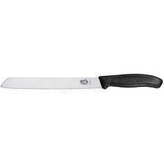 Victorinox 21 cm Šveices klasisks zobainās malas maizes nazis blistera iepakojumā, melns