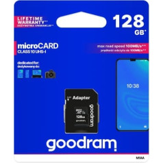 128 GB UHS-I Goodram microSD atmiņas karte ar adapteri