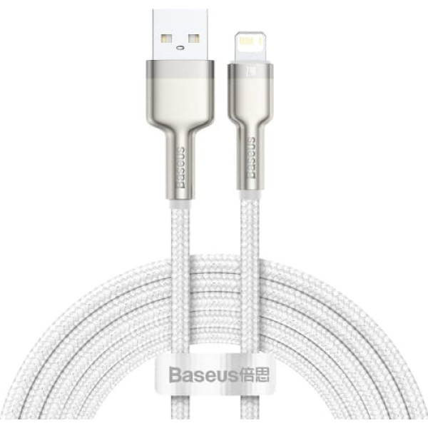 Кабель USB to Lightning baseus cafule 2.4a 2м белый