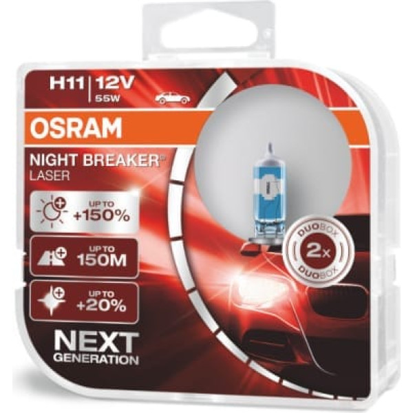 O-64211NBS-HCB Halogēnās spuldzes Osram H11 12V 55W PGJ19-2 Night Breaker Sudrabs +100% /2 gab.