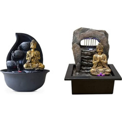 Zen Light Praya Indoor Fountain with Pump and LED Lighting, Resin, Gold & Zen'Light Zen Dao Fountain, Resin, Bronze, 21 x 17 x 25 cm