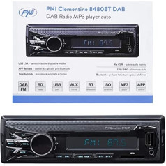 DAB MP3 auto radio PNI Clementine 8480BT 4x45W 12/24V 1 DIN ar SD, USB, AUX, RCA, Bluetooth un USB 1.5A tālruņa uzlādei