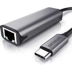 CSL — USB 3.2 tīkla adapteris 2500 Mb/s — USB C līdz RJ45 mātītei — Gigabit Ethernet LAN adapteris — līdz 2500 Mbps / 2,5 GBase — savietojams ar iPad Pro, MacBook Pro, MacBook Air, Surface Book