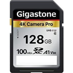 Gigastone 4K Camera Pro 128 GB SDXC atmiņas karte līdz 100 MB/s digitālajām kamerām Canon Sony Nikon Olympus, 4K UHD video ierakstīšana UHS-I U3 V30, 10. klase