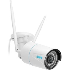 Reolink 5MP WLAN āra novērošanas kamera, 2,4 GHz/5 GHz WLAN CCTV IP kamera ārpus telpām ar personas/transportlīdzekļa noteikšanu, IP66 laika apstākļu izturīga, nakts redzamība, kustības detektors, SD kartes slots, laika nobīde, RLC-510WA