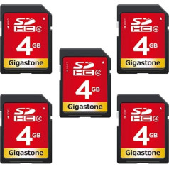 Gigastone 4 GB SDHC atmiņas karte līdz 80 MB/s, kas paredzēta Canon Sony Nikon Olympus datora digitālajām kamerām (5 pakojumā)