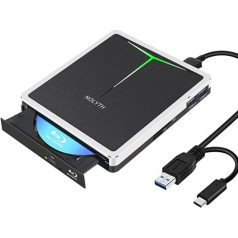 External Blu Ray CD/DVD Drive USB 3.0 External CD DVD Bluray Burner Writer USB C 3D BD Blu-ray Drives Slimline Bluray Drive for Laptop Mac PC Windows 11/10 MacBook Air Pro Apple iMac