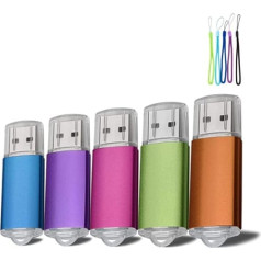 5 x 2 g atmiņas disks Memory Stick USB zibatmiņas disks USB 2.0 pildspalvveida pilnšļirce, zila/violeta/rozā/zaļa/oranža
