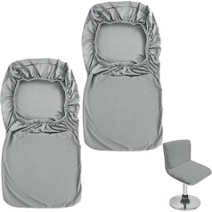 Btsky, Bāra krēsla pārvalki ar atzveltnes pārsegu, 2 dab. elastīgs krēsla pārvalks īsam grozāmam krēslam ēdamistabas krēsla bāra krēsls ar atzveltni (bez krēsliem) pelēks