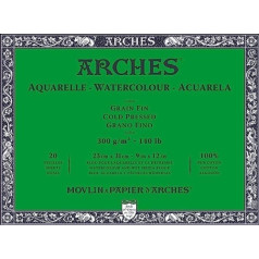 ARCHES A1795060 Aquarelle 100% Fine 300 g Līmēts 4 L 23 x 31 20 Loksnes Natural White