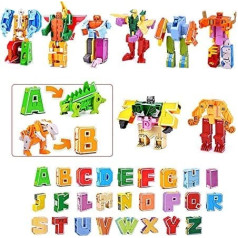 OBEST Pack of 26 Alphabet Robots, A-Z Letter Transformer Toy, for Children ABC English Learning, DIY Dinosaur/Animals/Robots, Educational Deformation Toys, Birthday Gift for 6+ Years Children