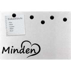 Magnetpinnwand Wandtafel MINDEN Liebe Stadt City Herz Heart Geschenk Idee Edelstahl magnetisch