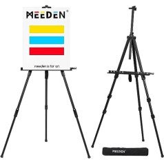 Meeden Easel 175 cm High Black Aluminium for Canvas Max. 122 cm Wedding Easel Lightweight and Foldable with Bag for Painting and Display