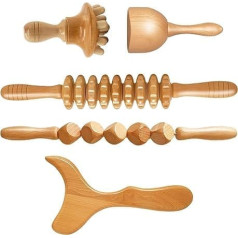 ‎Limershow Set of 5 Wooden Massager Roller Cellulite Lymphatic Drainage Device for Maderotherapy Set, Wood Therapy Tool with Box