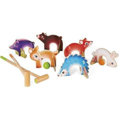 Janod - Forest Animals Croquet Wood Game - Outdoor Game - For Children from the Age of 3 J03207, Multicoloured