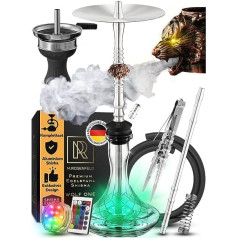 M. Rosenfeld Shisha komplekts Complete Wolf One - ar unikālu gaisa plūsmu, pateicoties 3 elegantām vilku galvām, kas izgatavotas no vara - īpašs alumīnija ūdenspīpes komplekts cilvēkiem ar gaumi - pasaules klases smēķēšanas uzvedība uzvarē