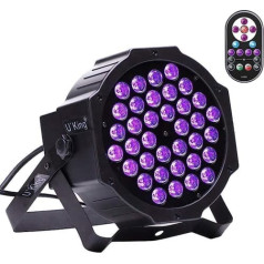 ‎uking LED melna gaisma 72 W 36 LED UV prožektoru ballīšu gaismas ar tālvadības pulti un DMX vadību Spīd tumsā skatuves gaisma DJ Disco Ziemassvētku skatuves apgaismojumam