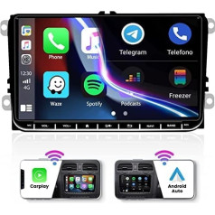 Hikity 9 collu skārienekrāna Android automašīnas radio priekš VW Golf 5 Golf 6 Passat Polo Tiguan Caddy ar CarPlay Android Car Double DIN Bluetooth automašīnas radio ar satelīta navigācijas sistēmu WiFi FM RDS USB SWC+ Canbus + atpakaļskata kam