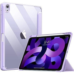 Timovo futrālis saderīgs ar iPad Air 5. paaudzes 2022/iPad Air 4. paaudzes 2020, iPad Air Case 10,9 collu, ar pildspalvas turētāju, ādas futrālis, statīvs, aizsargmaciņš, atbalsta Touch ID — Taro Purple