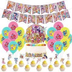 Hilloly Winx Club ballīšu balonu komplekts, 32 gabali Winx Club baloni bērnu dzimšanas dienas dekorēšanai tematiski ballīšu piederumi Winx Club ballītes folijas baloni dzimšanas diena bērniem dzimšanas dienas ballīte