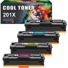 Cool Toner Vēss toneris, kas saderīgs ar HP 201X 201A M277dw Color Laserjet Pro MFP CF400X CF400A CF401X CF402X CF403X M252dw M277n M277 277dw M274n (melns-ciāns, dzeltens)