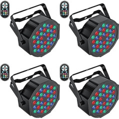 Uking LED Par Light 72 W LED prožektors RGB DMX skatuves gaisma, 7 režīmi ballītes gaismas efekti ar tālvadības pulti DJ diskotēkas gaismas kāzu Ziemassvētku skatuves apgaismojumam (4 gabali)