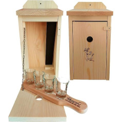 Reischli Chirping Box ar integrētu Shot Board - Bird House Schnapps bārs - ideālas dāvanas vīriešiem, dāvanu komplekts vīriešiem, piemēram, kā bāra skapis, minibārs, alkohola vai šnapsa dozators