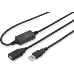 Digitus USB 2.0 ātrgaitas pagarinātājs, tips usb a / usb am / Ż aktīvs, melns 10m