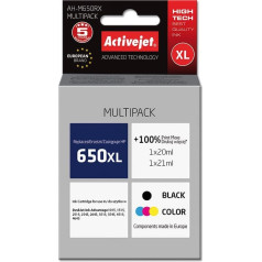 Activejet tinte ah-m650rx (HP 650 cz101/cz102 nomaiņa; premium; 1 x 20 ml, 1 x 21 ml; 1110 lapas, melna, krāsaina)