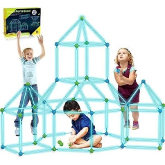 140 pieces DIY Forts Plug-in Box Outdoor Toy - Kids Fort Builder, Edge Model, Construction Game, DIY Construction Toy, Play Tent, Play Tent, Forts Construction Builder for Boys and Girls