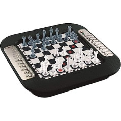 Lexibook CG1335 Chessman FX elektroniskā šaha spēle ar skārienjūtīgu tastatūru, gaismas un skaņas efekti, 32 šaha figūriņas, 64 grūtības pakāpes, ģimenes galda spēle melnā/sudraba krāsā
