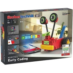 fischertechnik 559889 ROBOTICS - Early Coding, Kit for Children from 5 Years, Experiment Box for 3 Robot Models, for Building & Programming, with Motors & Sensors, 32 x 80 x 20 cm