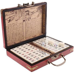 Backbayia 144pcs Mahjong Antique Chinese Standard with Wooden Box Vintage Gift for Adults