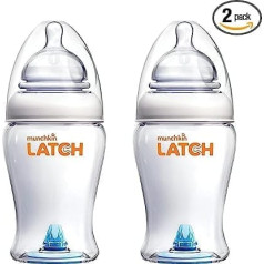 Munchkin Latch Anti-Colic pudelīte ar silikona knupīti 240 ml Iepakojumā 2 caurspīdīgi