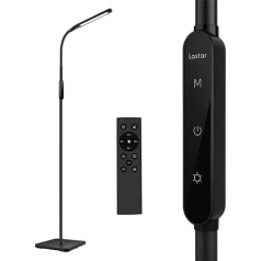 Lastar LED grīdas lampa, 550 lūmenu grīdas lampa viesistabai ar individuālu spilgtumu un 3000 K–6500 K krāsu temperatūru, 1 h taimeris un atmiņas funkcija (Black Pro)