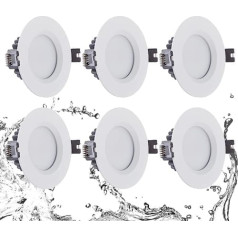 ZHILIAN LED padziļināts prožektors Ultra Flat LED vannas istabas iebūvējamie lukturi 7 W 230 V IP44 650 LM Silti balts 3000 K Vannas istabas griesti LED uzstādīšanas dziļums 35 mm Padziļinātas gaismas vannas istabai Dzīvojamā istaba Komplekt