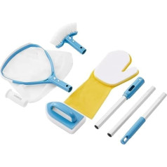 Arebos Spa Pool Cleaning Set | Pool Care Set 5 Pieces | Pool Maintenance Kit | Whirlpool Accessories Maintenance Kit Complete with Skimmer Net, Sponge Brush, Scrubber Pad, Sponge Glove and Telescopic Rod