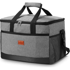 33L Cooler Bag Insulated Cooler Box Foldable Waterproof Cooler Bag with Hard Lining Suitable for Shopping Picnic Camping Beach Hiking Cooler Gray