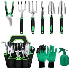 9 Piece Aluminium Garden Tool Set with Garden Bag Gloves for Cleaning Garden, Brushcutter, Garden Shovel, Gardening Shovel, Gifts for Men and Women