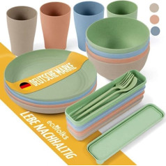 ecofolks Camping Tableware Ultralight [Environmentally Friendly] | 100% Recycled Material | Reusable | Caravan Travel Camper Party Children's Tableware Set Colourful Picnic Gift Outdoor Accessories